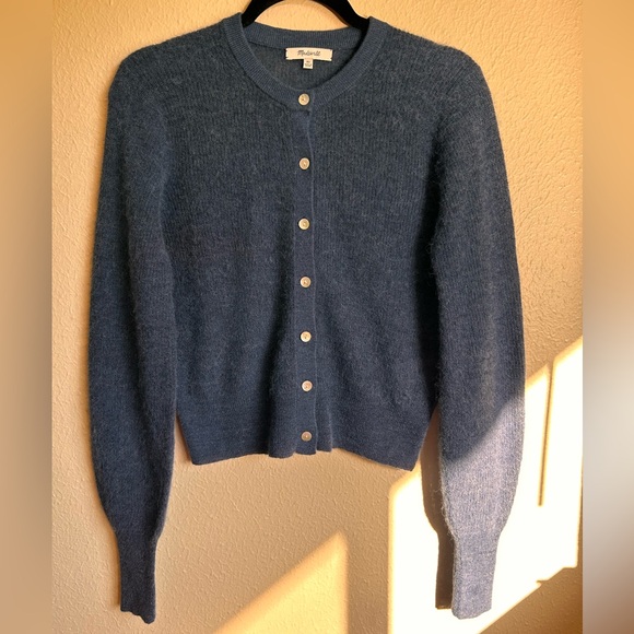 MADEWELL Ribbed Alpaca Blend Crewneck Cardigan - Picture 2 of 7